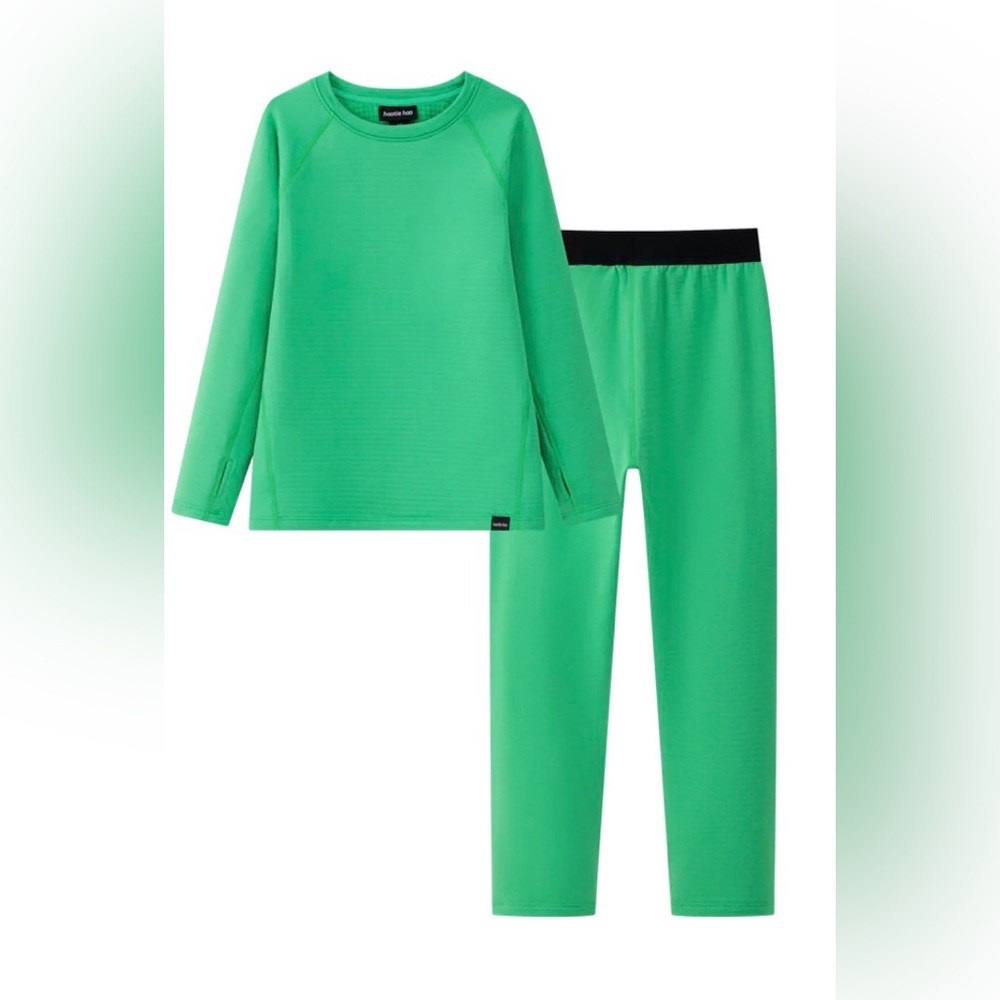Hootie Hoo Torrent Layering Fleece Base layer set Kids XL Green Thermals NEW